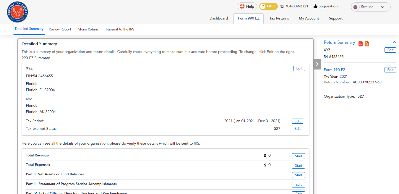 Review your Form 990-EZ