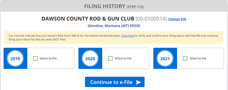 Search Form 990-N Organizations EIN