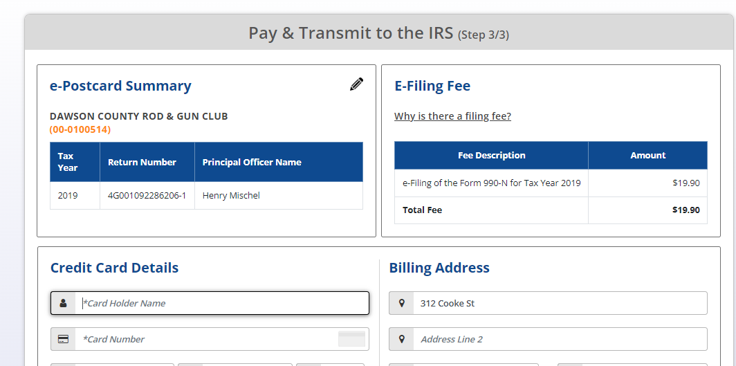 Review & Transmit Form 990-N to the IRS