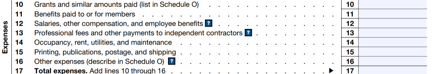 Expenses (Lines 10 - 17)