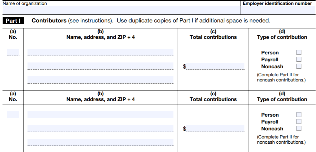 Form 990/990-EZ/990-PF Schedule B | IRS Form 990 Schedule B Instructions