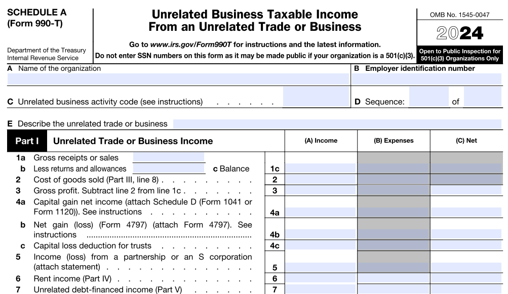 form 990-T schedule A