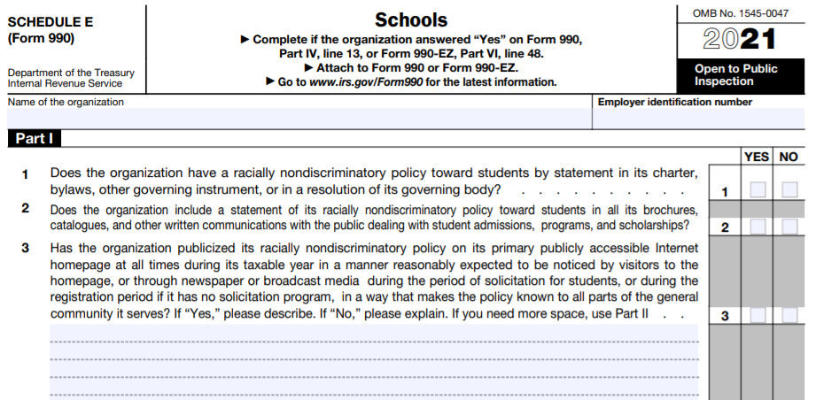 Form 990 Schedule E