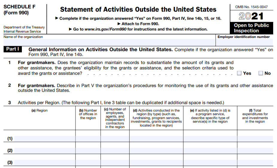 Form 990 Schedule F