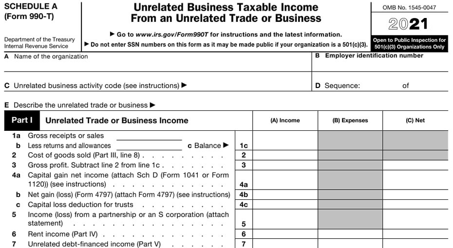 Form 990-T Schedule A