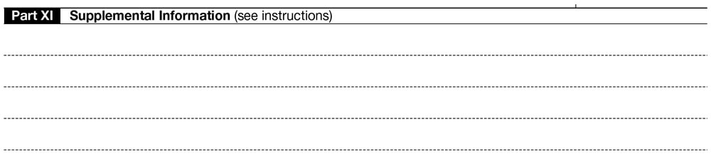 Instructions to complete Form 990-T Schedule A Part XI. Supplemental Information