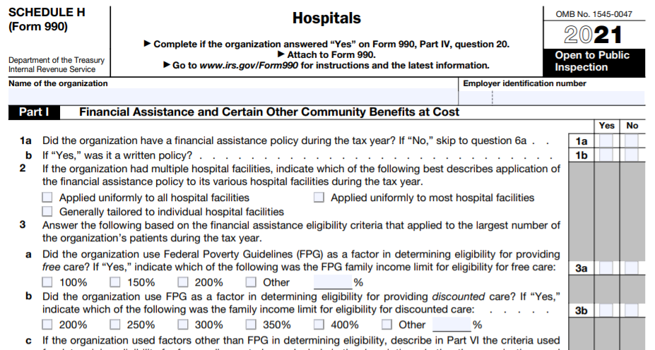 Form 990 Schedule H