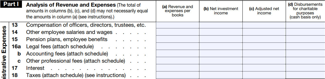 Operating and Administrative Expenses (Lines 13 - 26)