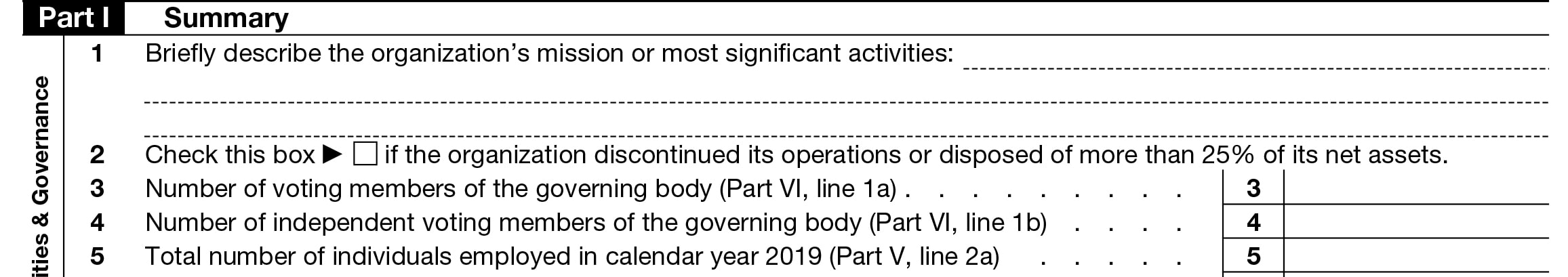 Instructions to complete Form 990 Part I - Summary