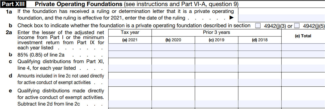 Part XIII - Private Operating Foundations