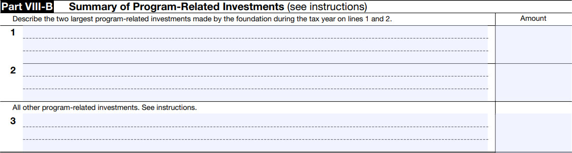 Part VIII-B - Summary of Program-Related Investments